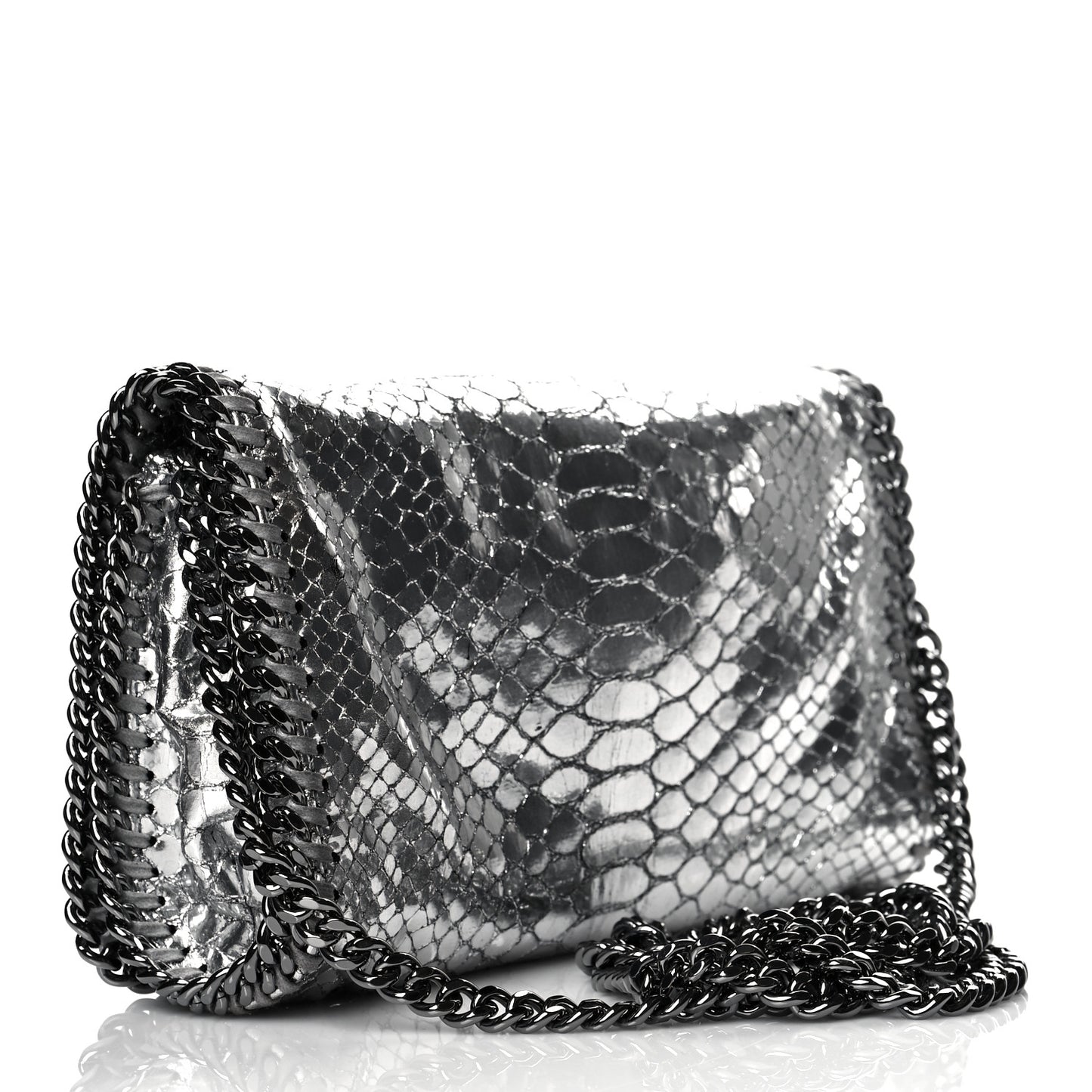 Metallic Alter Snakeskin Falabella Crossbody Bag Silver