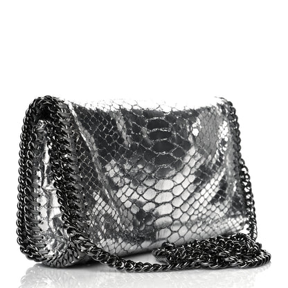 Stella McCartney Metallic Alter Snakeskin Falabella Crossbody Bag Silver 3 of 11