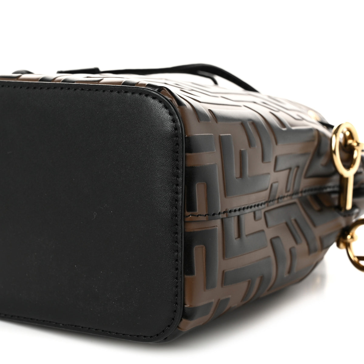 Fendi Vitello Liberty F is Fendi Bi-Color FF 1974 Embossed Mini Mon Tresor Bucket Bag Maya Black 10 of 10