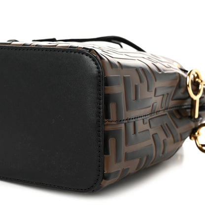 Fendi Vitello Liberty F is Fendi Bi-Color FF 1974 Embossed Mini Mon Tresor Bucket Bag Maya Black 10 of 10