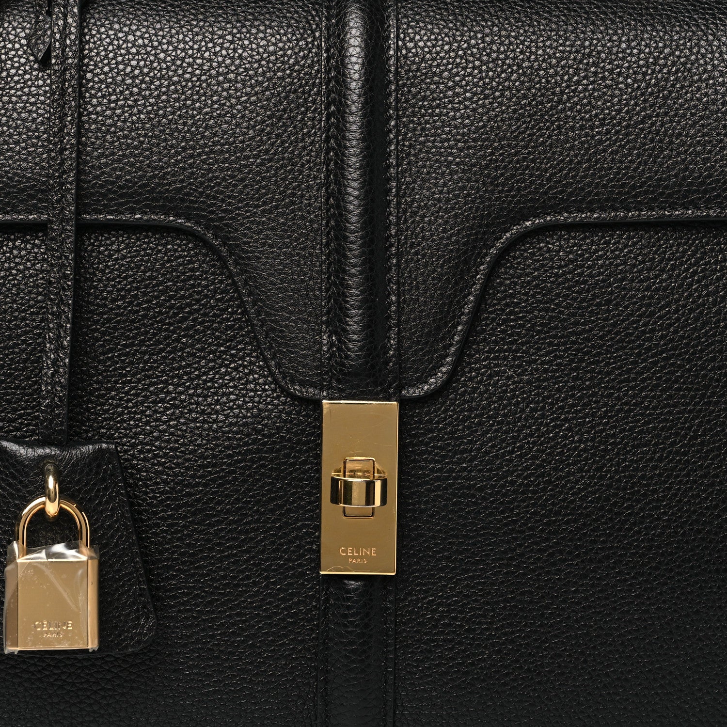 Celine Grained Calfskin Classique 16 Top Handle Bag Black 8 of 10