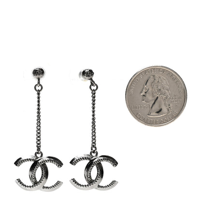 Chanel CC Drop Earrings Ruthenium 2 of 5