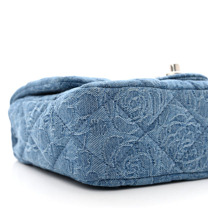 Chanel Denim Quilted Camellia Sweetheart Mini Flap Blue 9 of 10