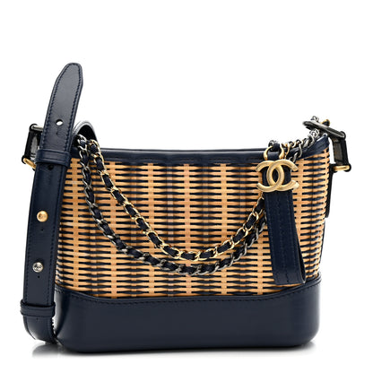 Chanel Rattan Calfskin Small Gabrielle Hobo Beige Navy 1 of 10