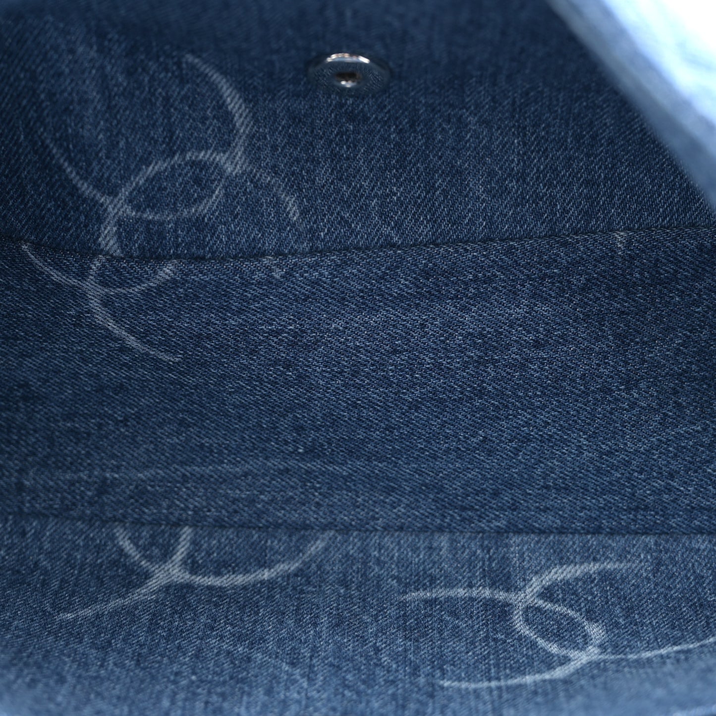 Denim Quilted CC Print Jumbo Single Flap Blue