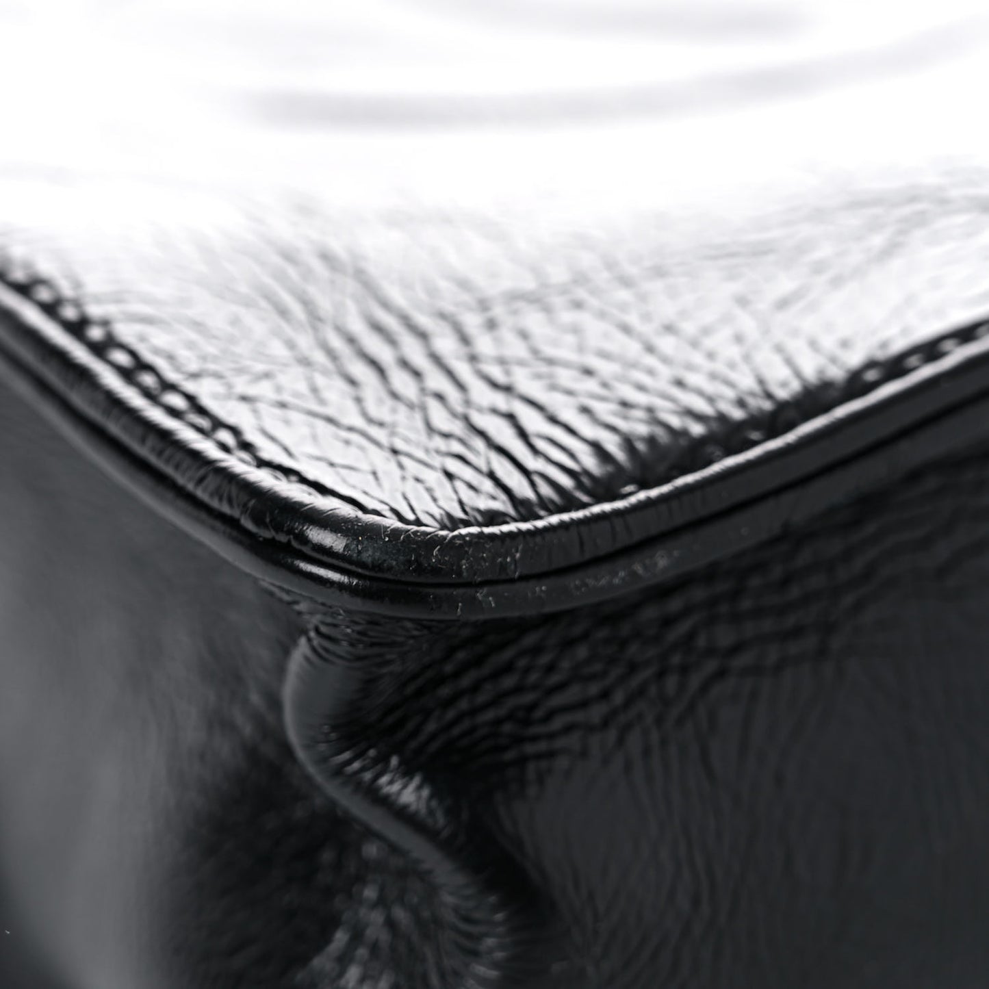 Shiny Aged Calfskin North South Shopping Bag Black