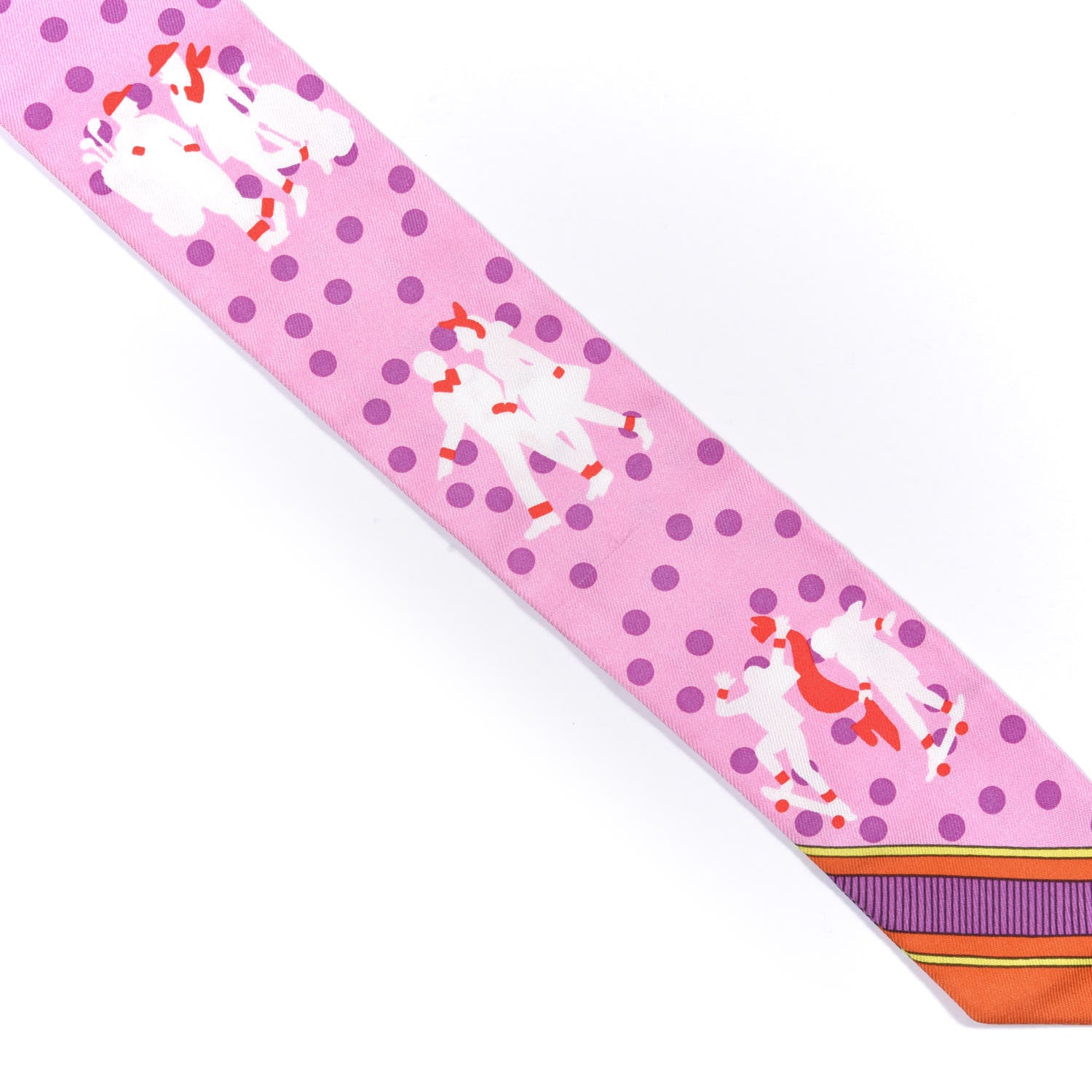 Hermes Silk Les Nouveaux Amoureux de Paris Twilly Rose Buvard White Vert 6 of 6