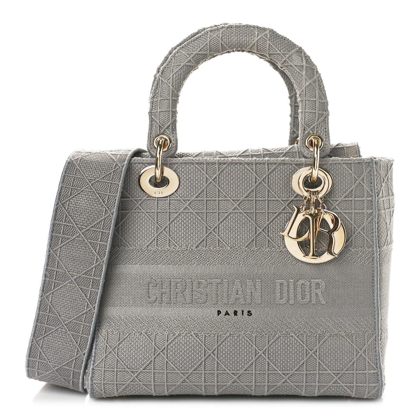 Canvas Embroidered Cannage Medium Lady D-Lite Gray
