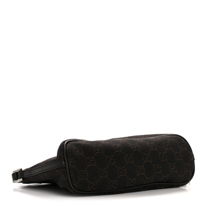 Gucci Denim Monogram Boat Pochette Dark Brown 4 of 13