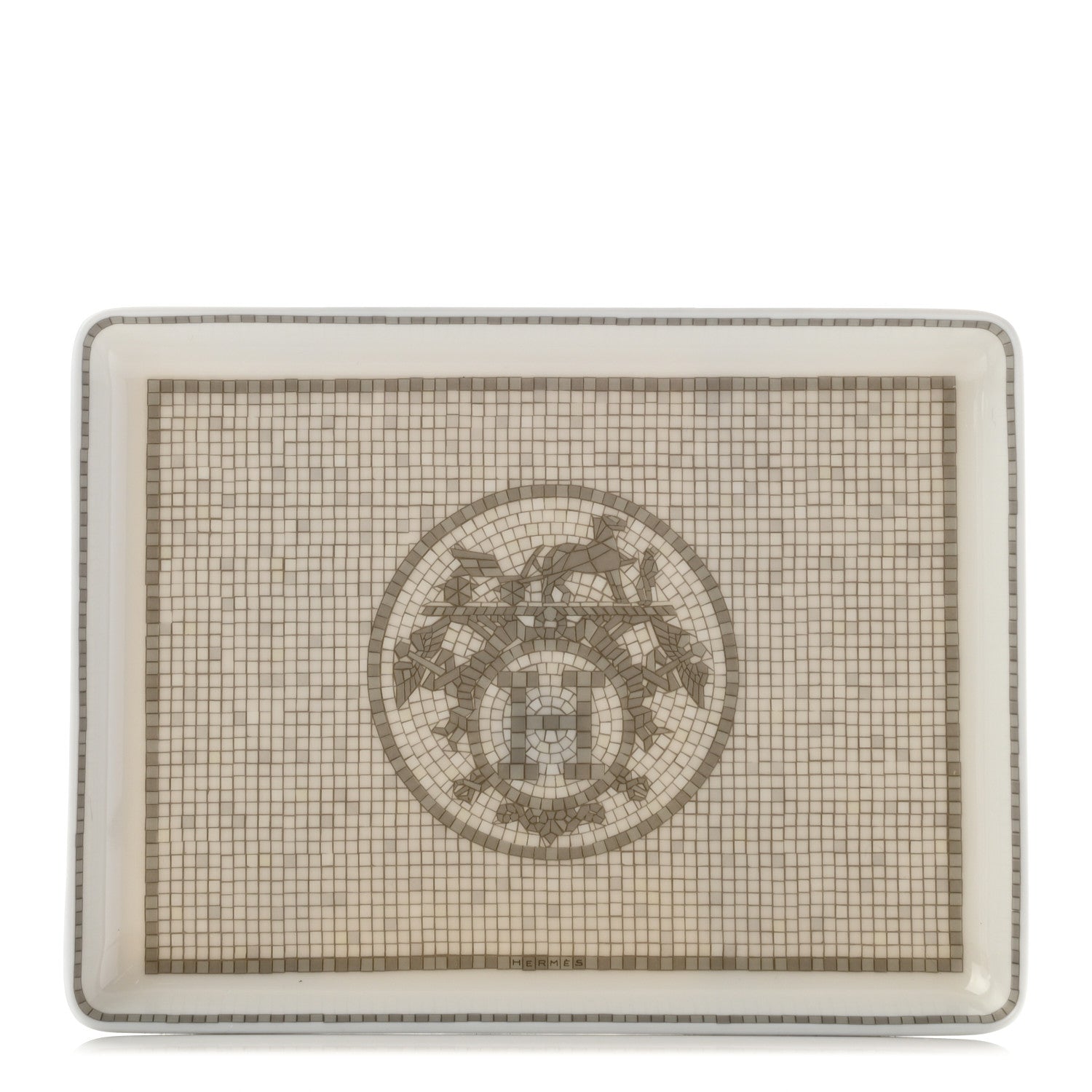 Hermes Porcelain Mosaique Au 24 Sushi Plate Platine 1 of 5