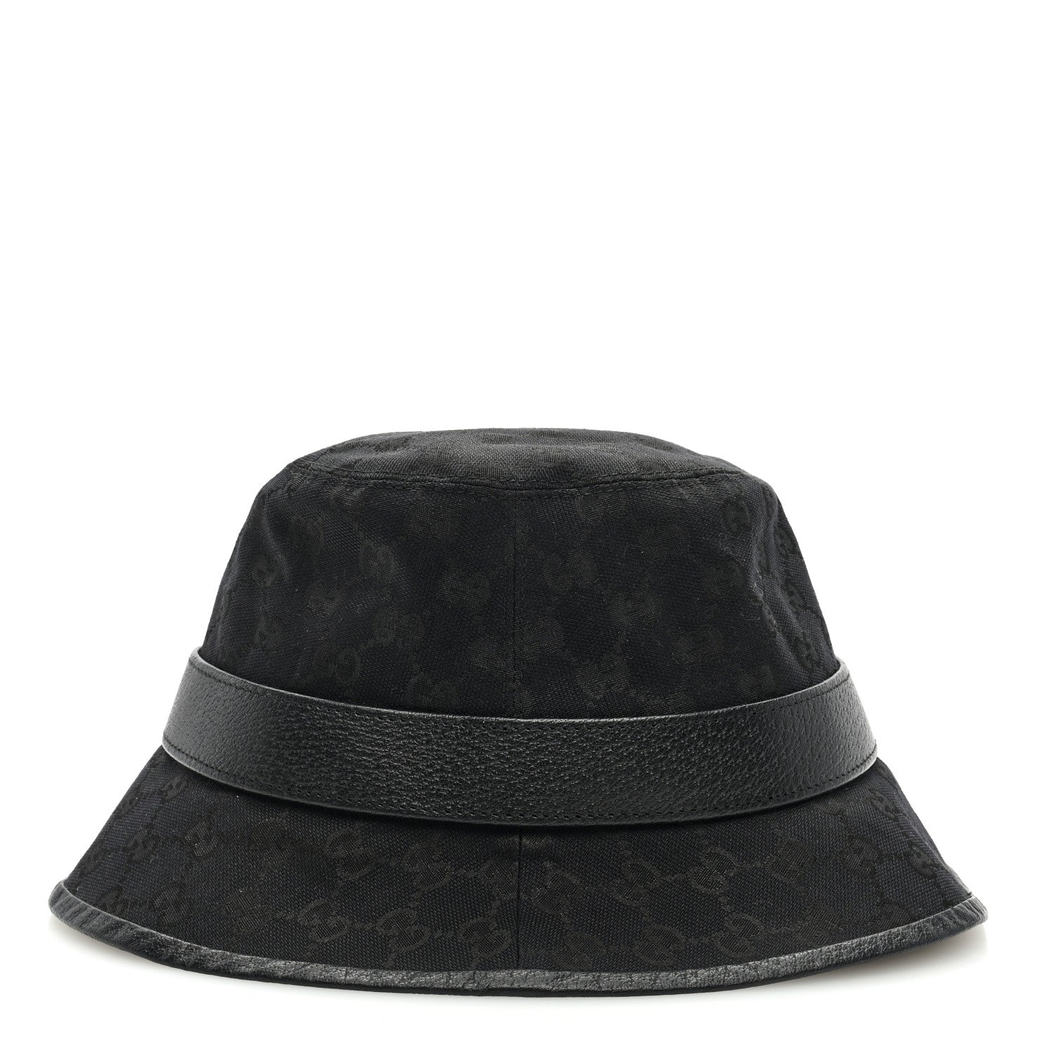 Gucci Monogram Textured Dollar Calfskin GG Jago Bucket Hat L Black 6 of 8