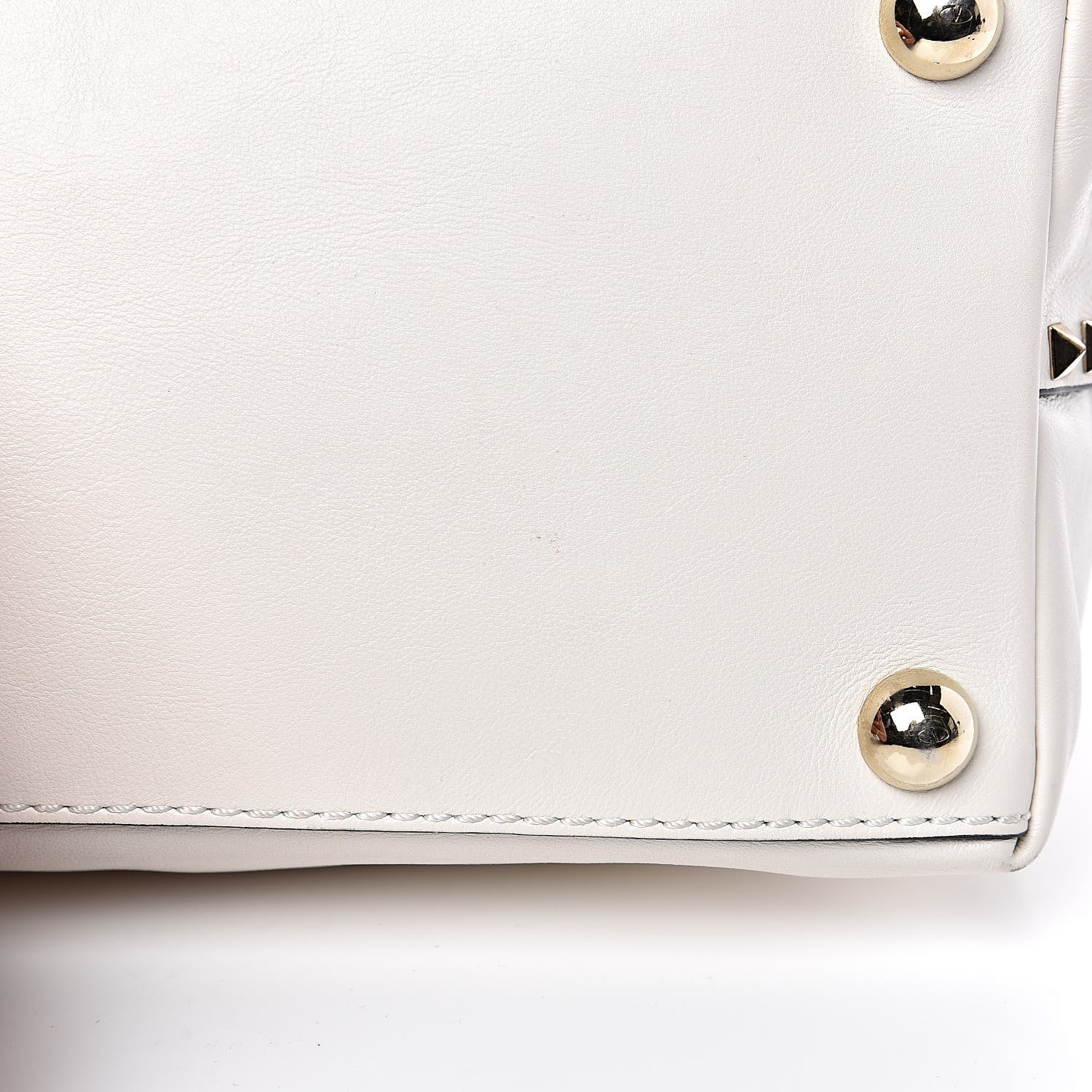 Valentino Garavani Vitello Rockstud Dome Satchel White 10 of 15