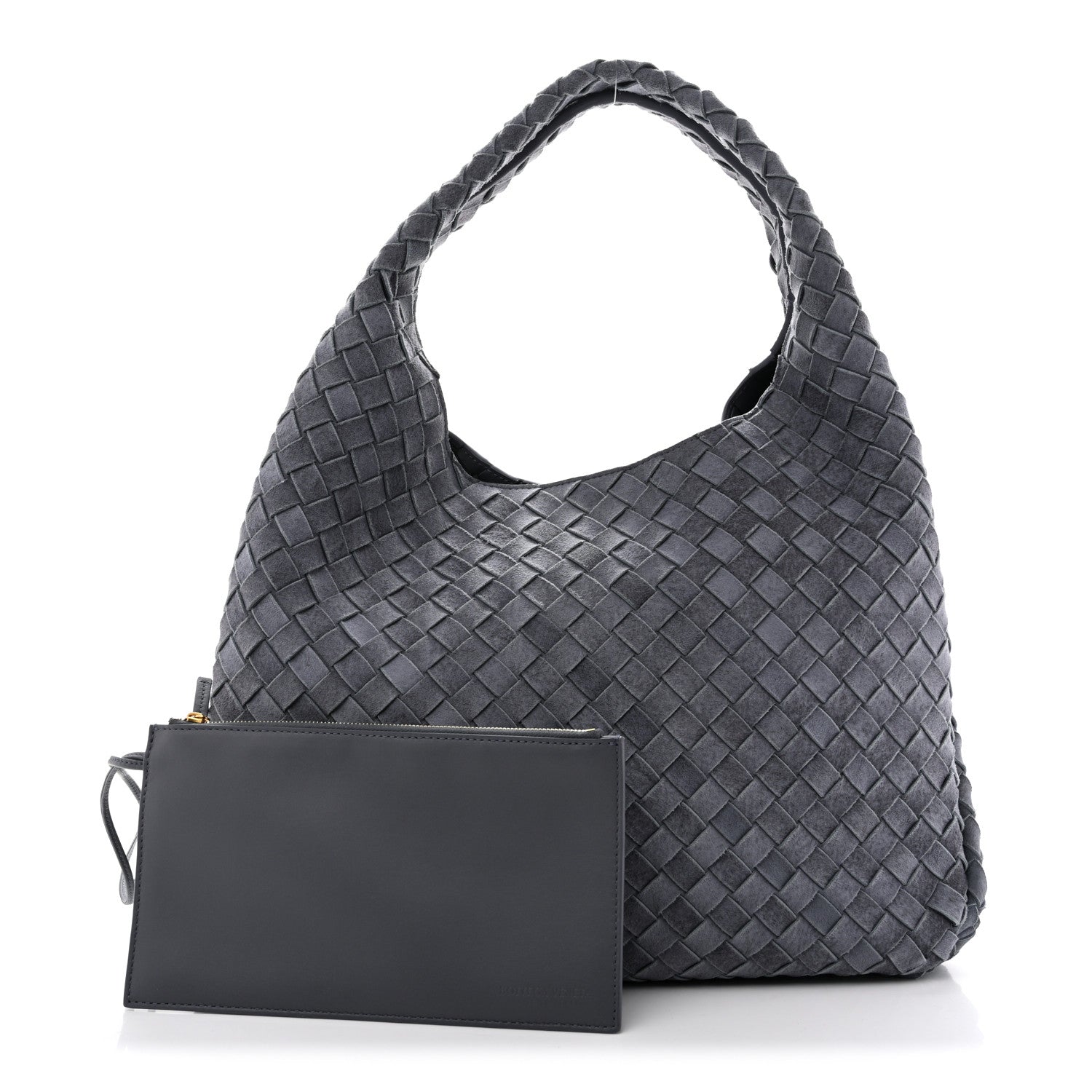 Bottega Veneta Suede Intrecciato Large Campana Shoulder Bag Cloudy Indigo 2 of 11