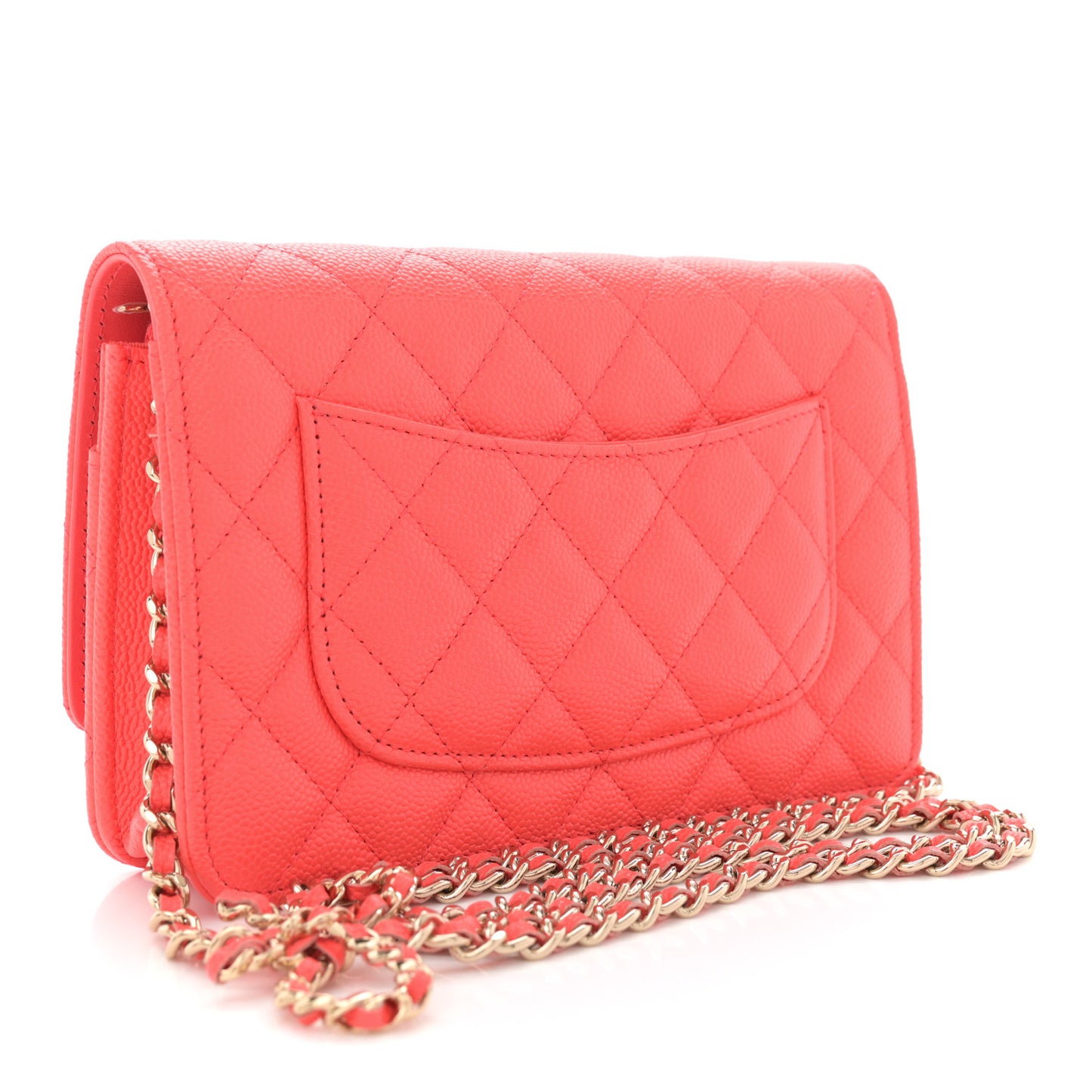Caviar Quilted Bow Wallet On Chain WOC Orange