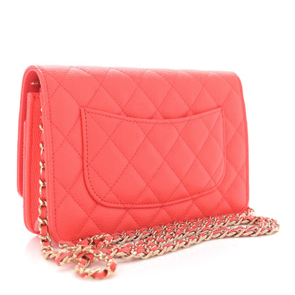 Chanel Caviar Quilted Bow Wallet On Chain WOC Orange 3 of 11