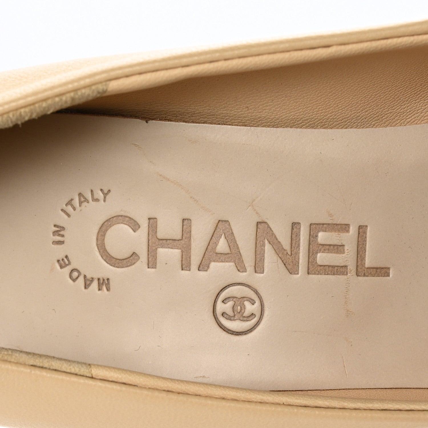 Chanel Lambskin CC Cap Toe Pumps 36.5 Beige Black 7 of 8