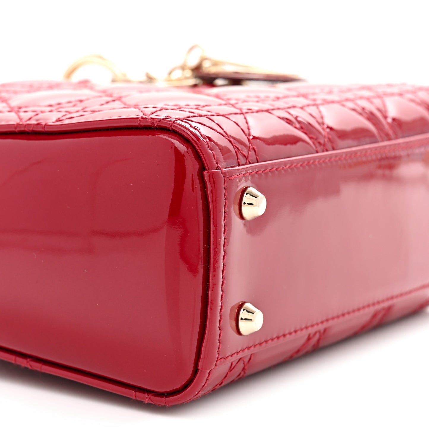 Patent Cannage Mini Lady Dior Red