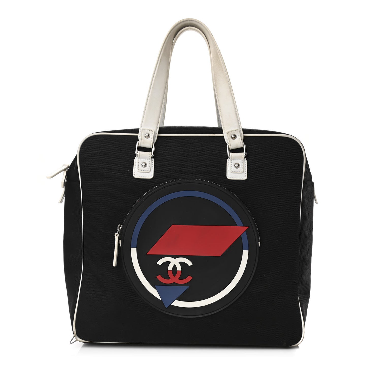 Canvas Rubber Airlines Large Zip Shopping Tote Black White Red