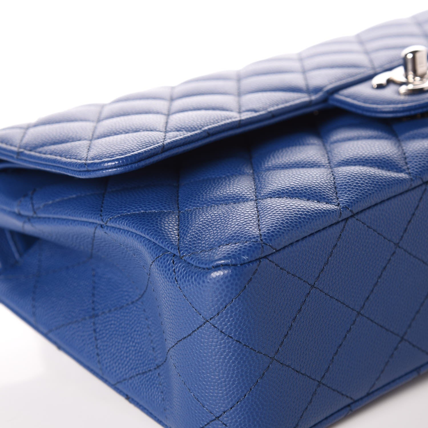 Chanel Caviar Quilted Medium Double Flap Dark Blue 10 of 11