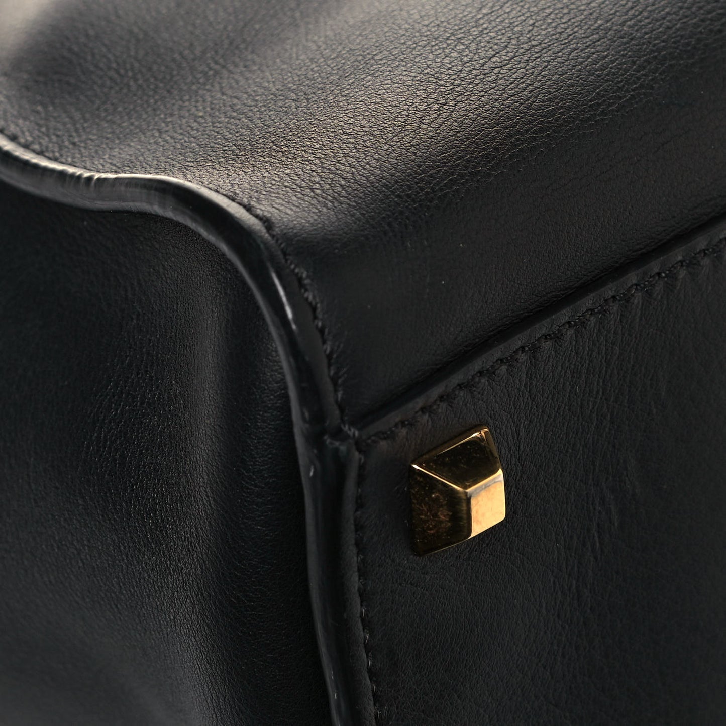 Vitello Seta Gold Studded Medium Peekaboo Iconic Satchel Black