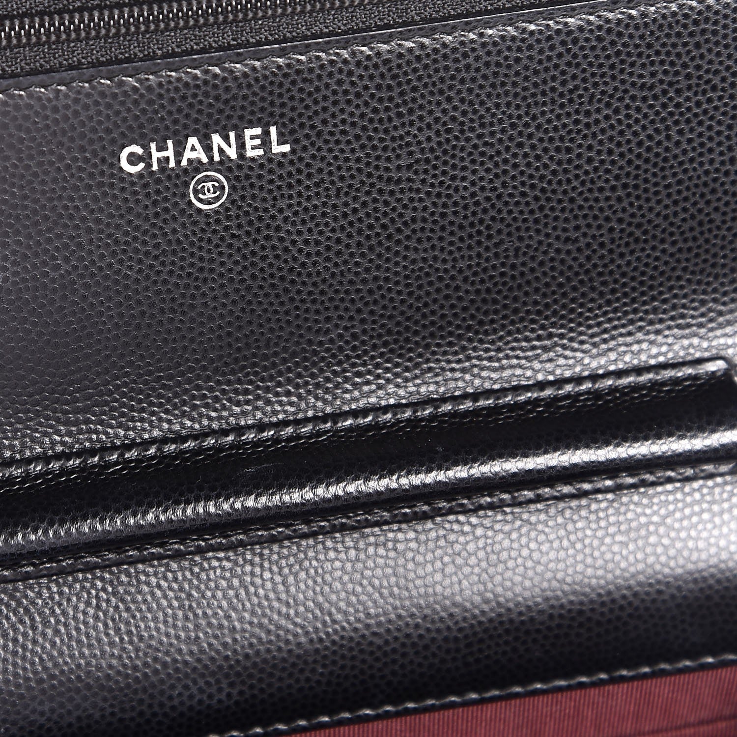 Chanel Caviar Chevron Quilted Wallet On Chain WOC Black 6 of 9