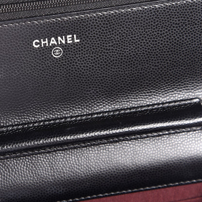 Chanel Caviar Chevron Quilted Wallet On Chain WOC Black 6 of 9