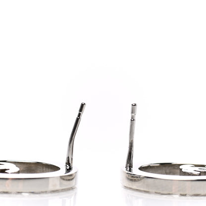 Chanel Crystal CC Round Earrings Silver 5 of 5
