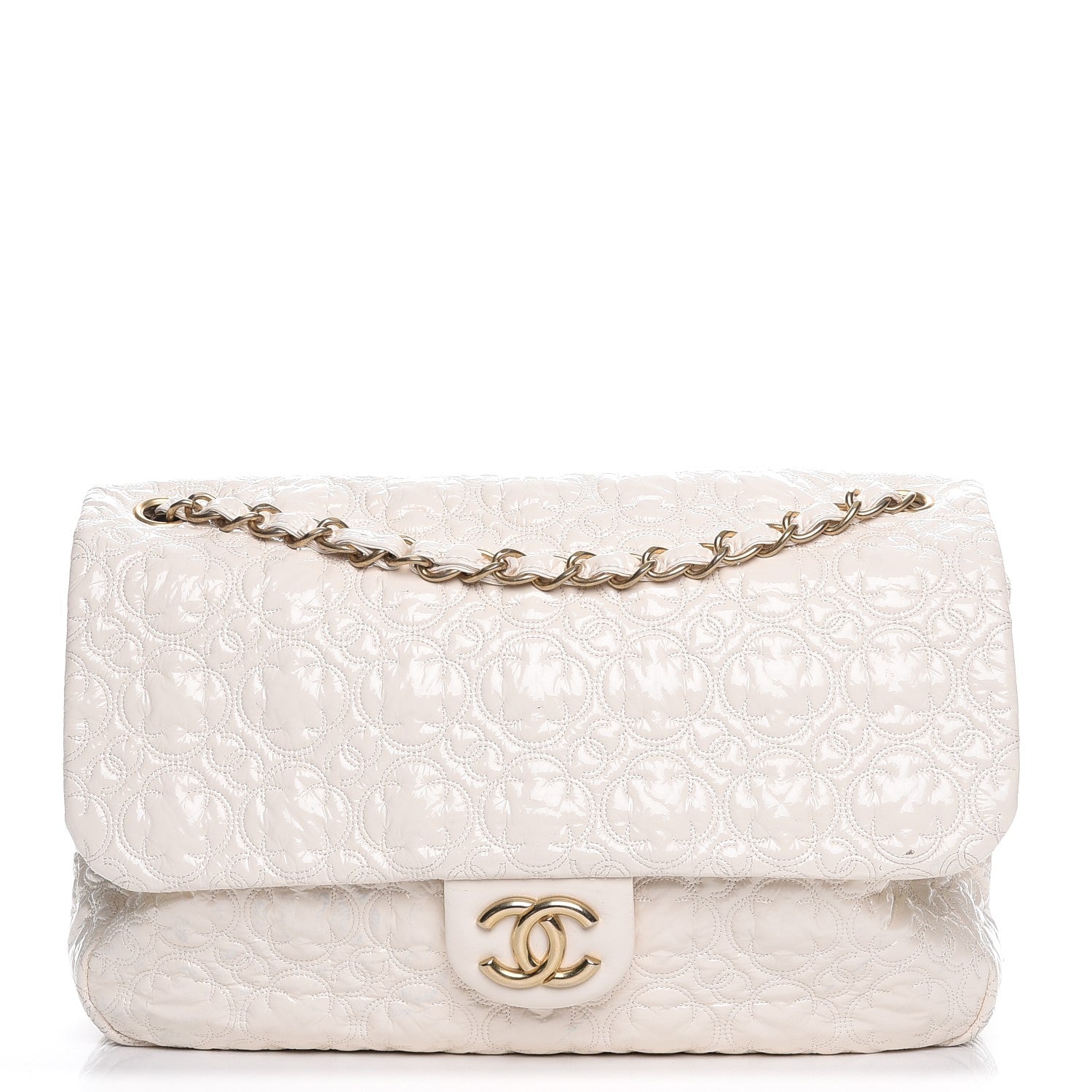Chanel Vinyl Rock in Moscow Jumbo Flap White 1 of 10