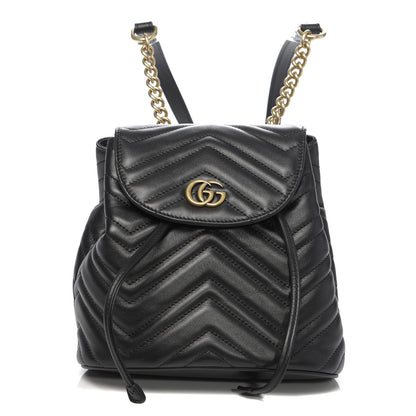 Gucci Calfskin Matelasse GG Marmont Flap Backpack Black 1 of 9