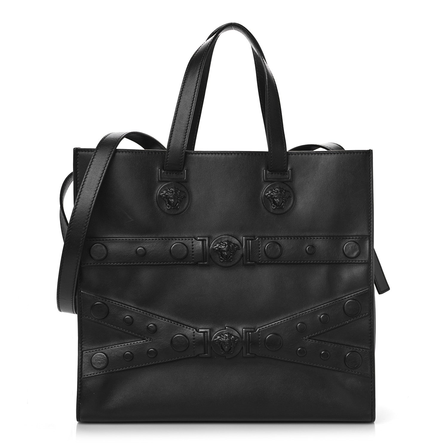 Versace Calfskin Medusa Stud Tribute Tote Black 1 of 8