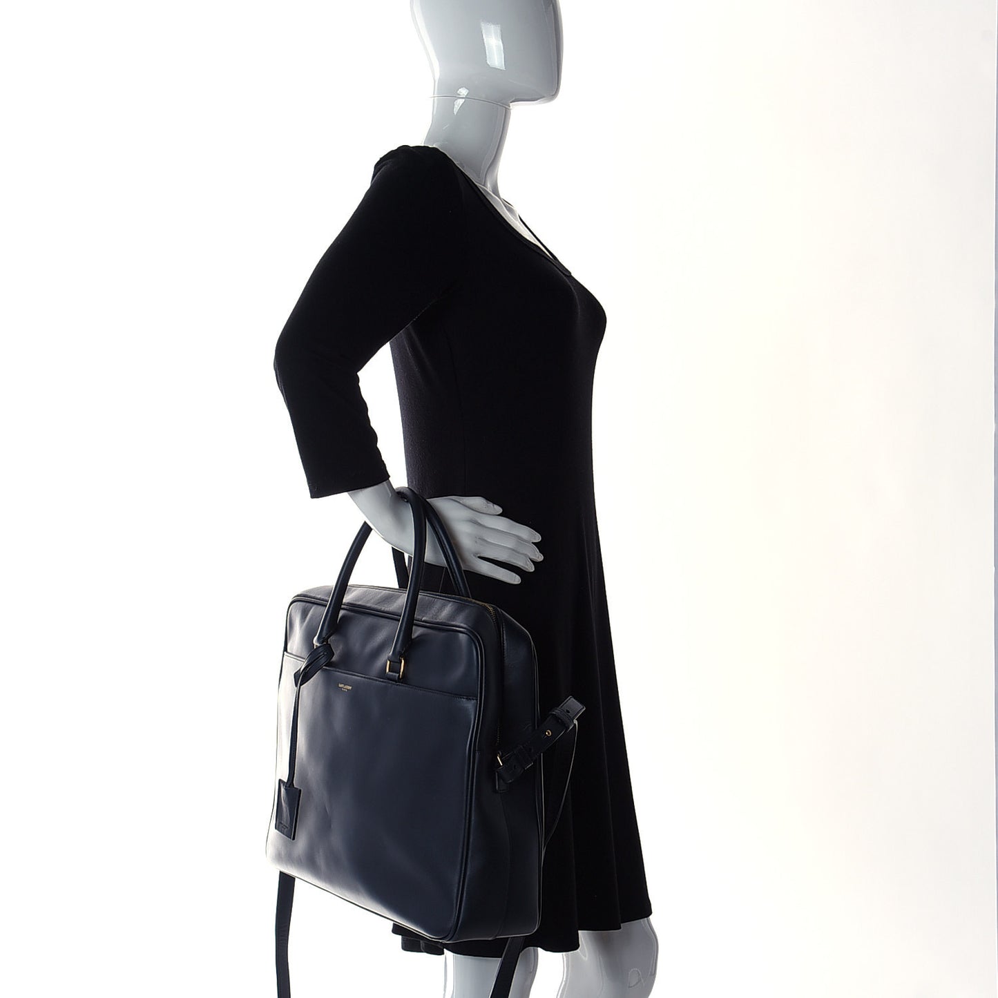 Calfskin Small Classic Duffle Briefcase Deep Marine