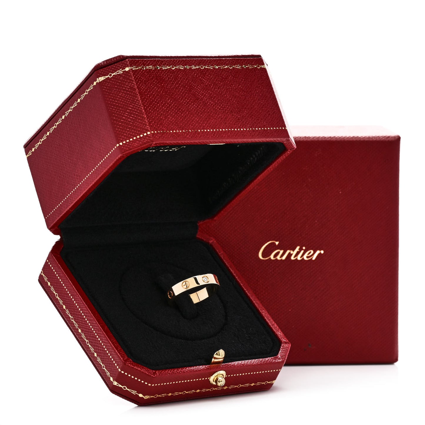 18K Yellow Gold Diamond 4mm LOVE Wedding Band Ring 53 6.5