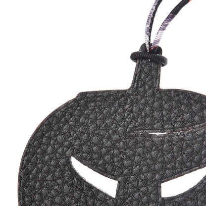 Hermes Epsom Togo Petit H Pumpkin Bag Charm Orange Black 3 of 4
