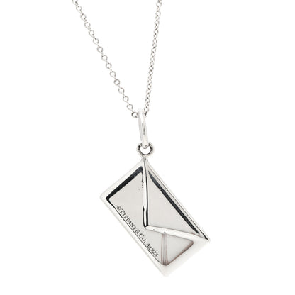 Tiffany Sterling Silver Diamond Envelope Pendant Necklace 4 of 7