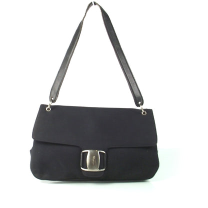 FASHIONPHILE SALVATOREFERRAGAMOCanvasShoulderBagBlack 1 of 11