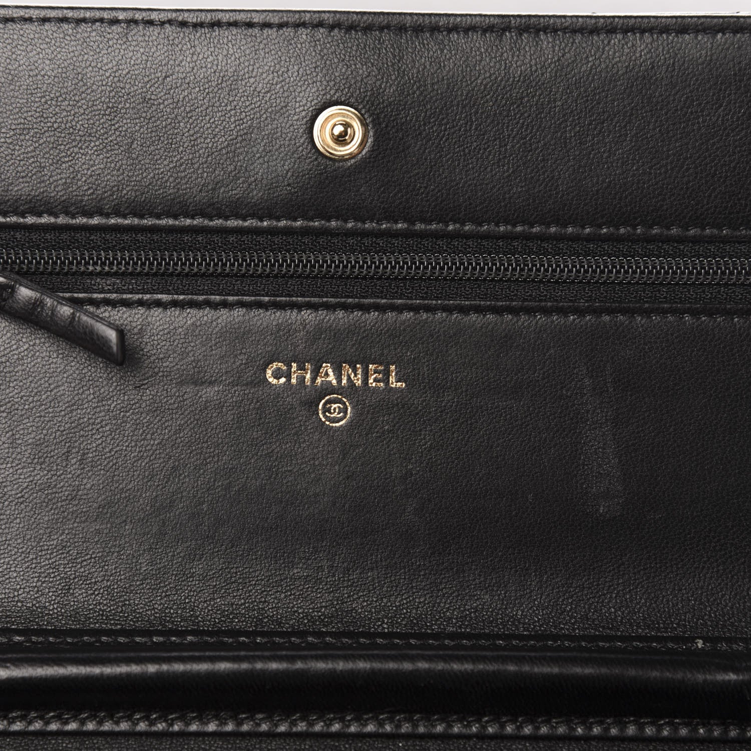 Chanel Lambskin Chevron Quilted Wallet On Chain WOC Black 6 of 13