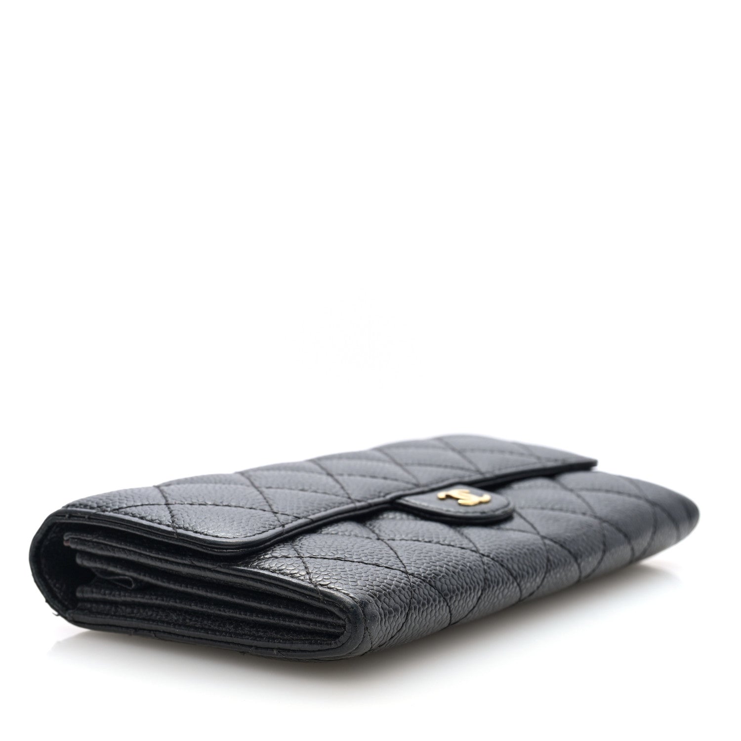 Chanel Caviar Quilted Large Gusset Flap Wallet Black 4 of 7
