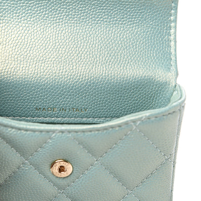Chanel Iridescent Caviar Quilted Pearl On Top Coin Purse With Chain Light Green 2 of 12