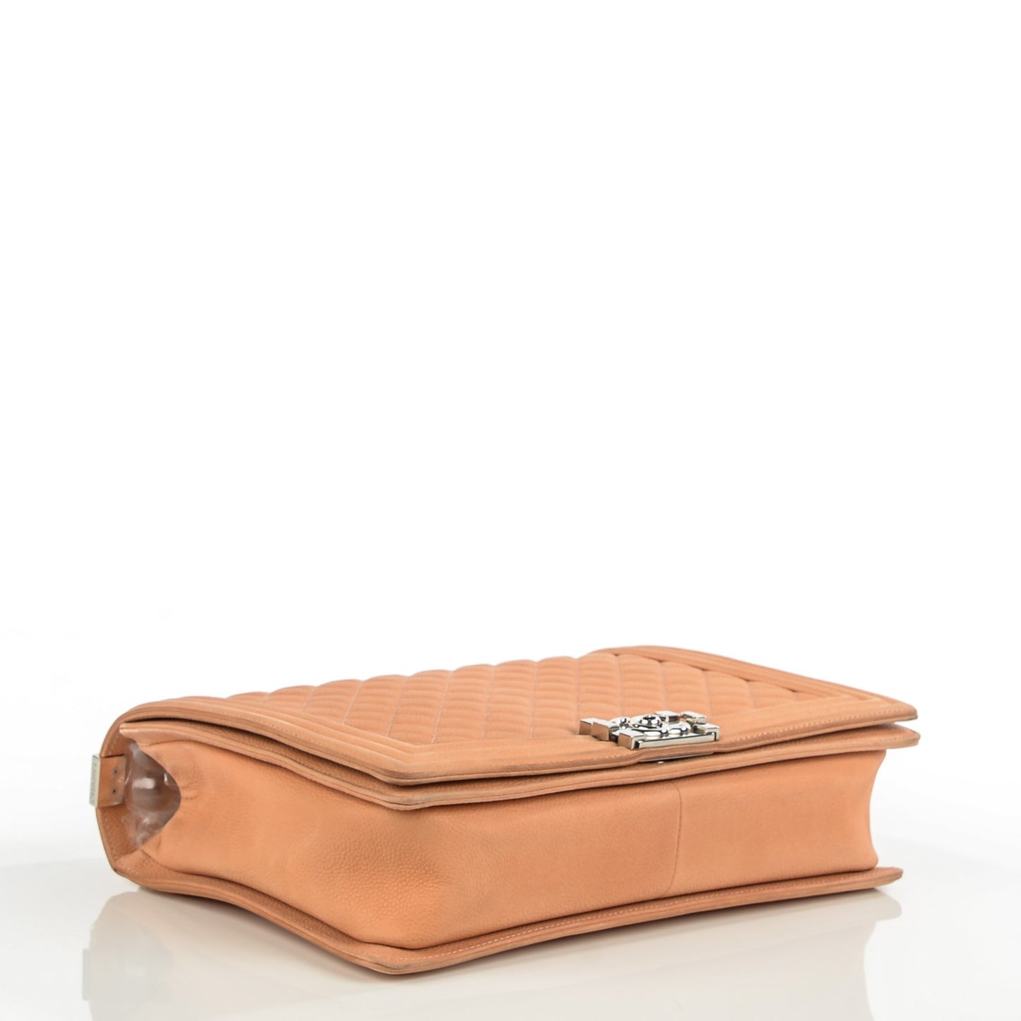 Iridescent Caviar Quilted Large Boy Flap Beige