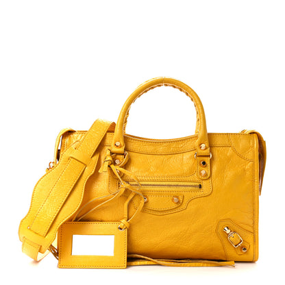 Balenciaga Agneau Classic Silver Hardware City S Jaune Epi 3 of 13
