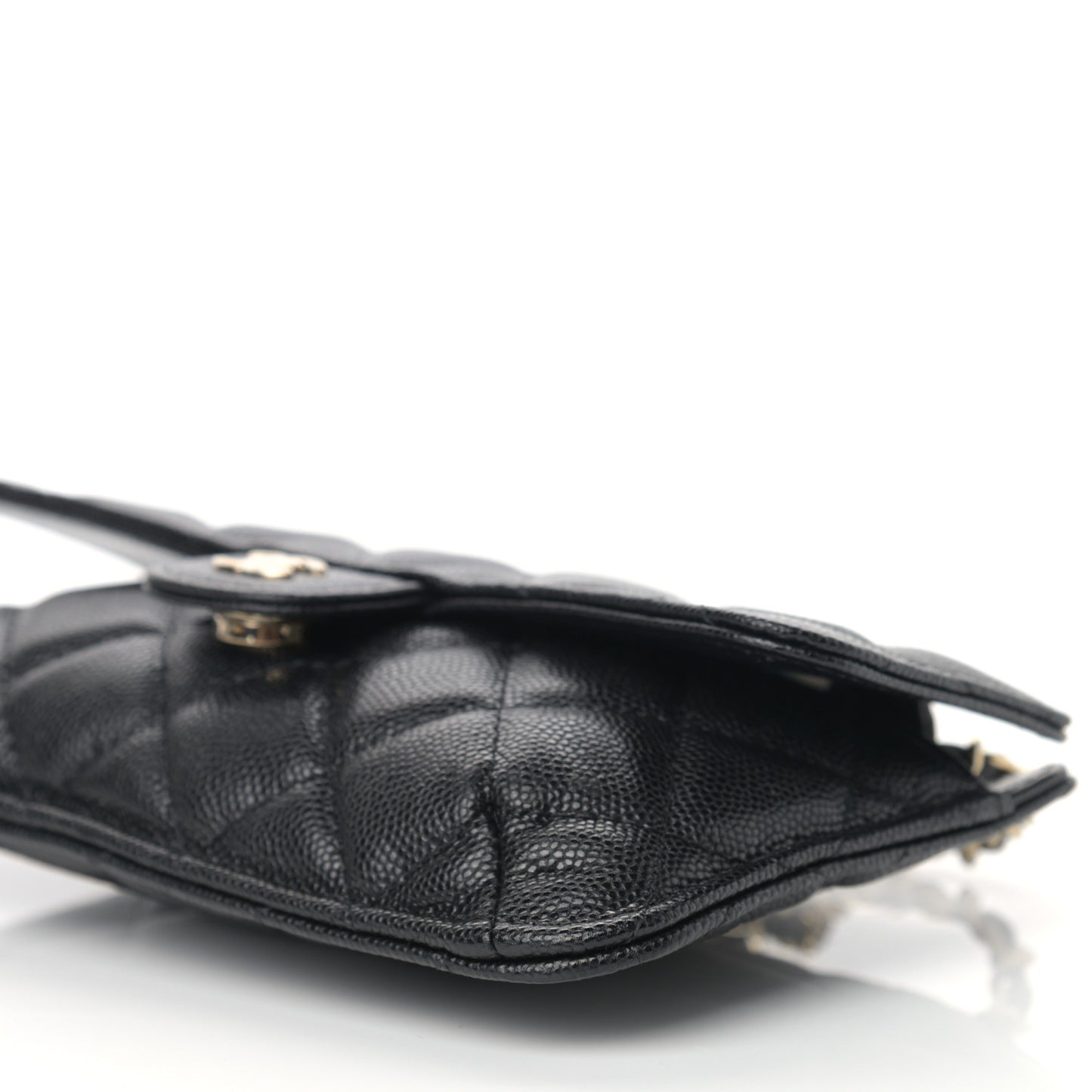 Caviar Fabric Quilted Foldable Tote With Chain Black Multicolor
