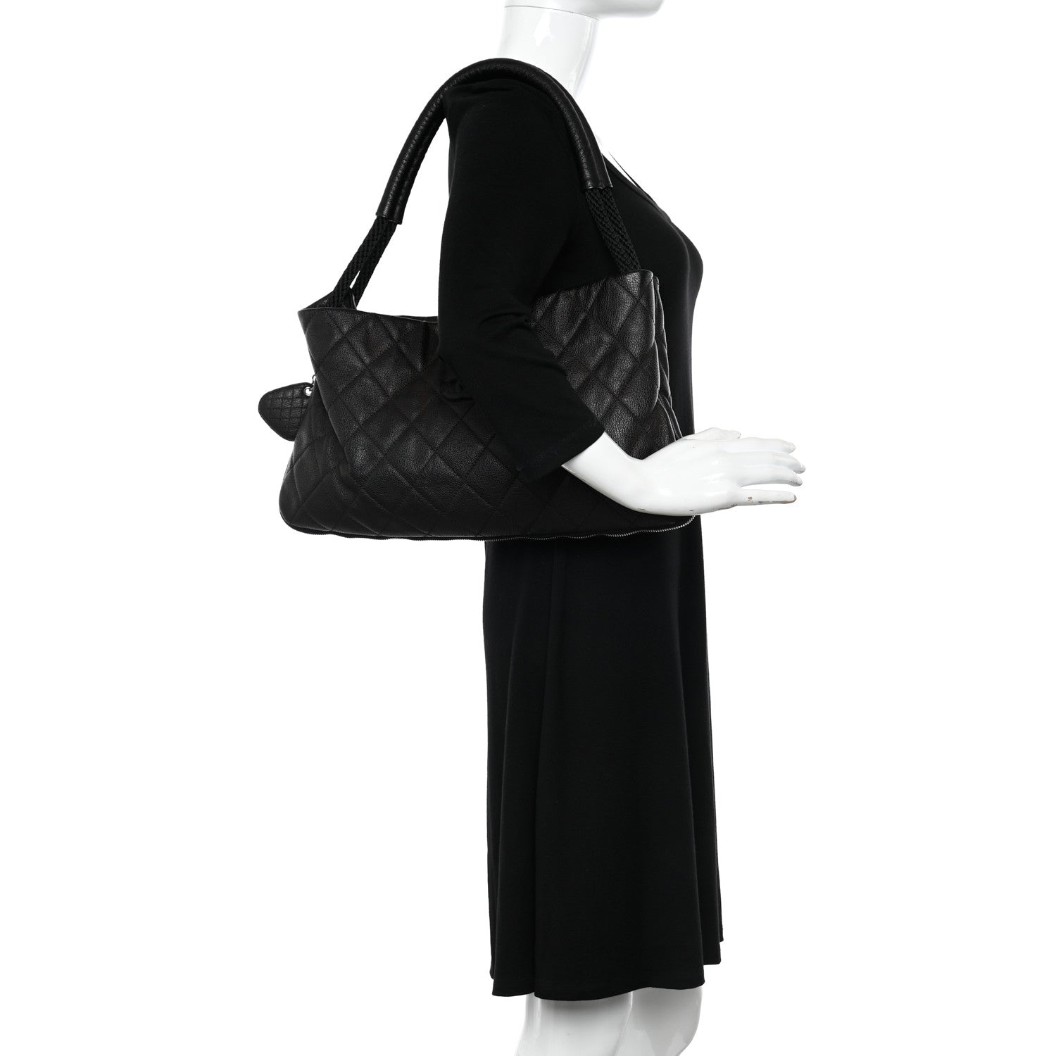 Chanel Calfskin Quilted Expandable Zip Shoulder Bag Black 2 of 10