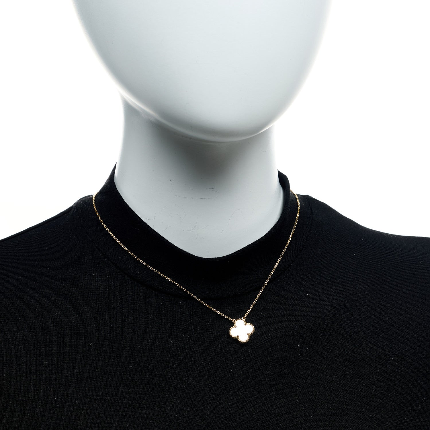 Van Cleef & Arpels 18K Yellow Gold Mother of Pearl Vintage Alhambra Pendant Necklace 2 of 5