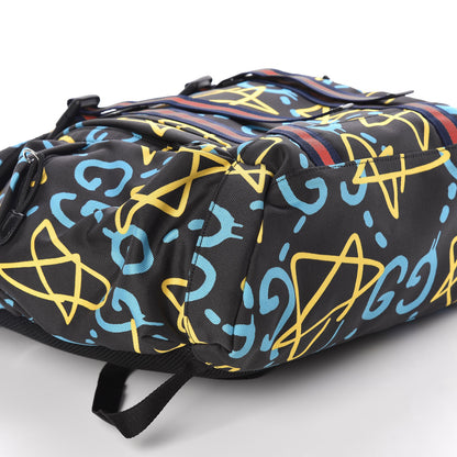 Gucci Techno Canvas GucciGhost Double Buckle Backpack Black New Acquamarine 8 of 9