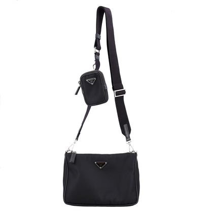 Prada Re-Nylon Saffiano Pocket Zippered Shoulder Bag Black 1 of 11