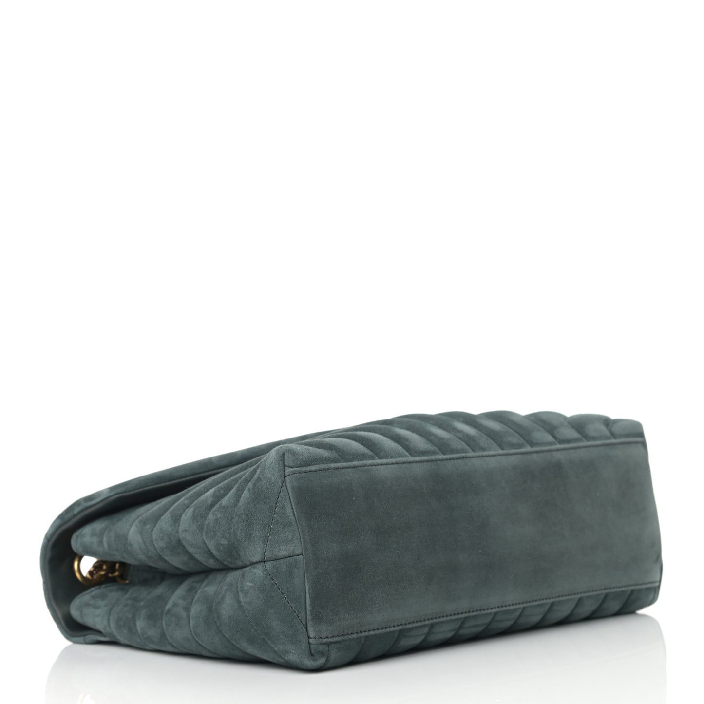 Suede Y Quilted Monogram Medium Loulou Chain Satchel Deep Green