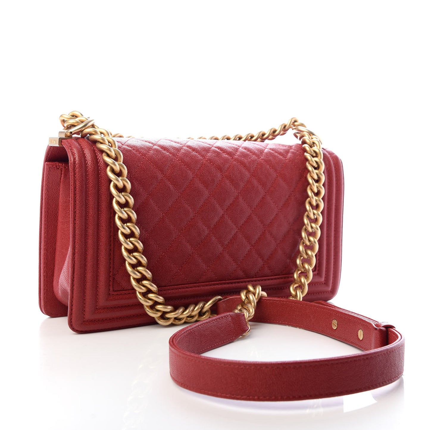 Caviar Quilted Medium Boy Flap Red