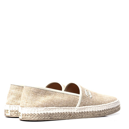 Chanel Fabric Patent Calfskin CC Espadrilles White Beige 3 of 6