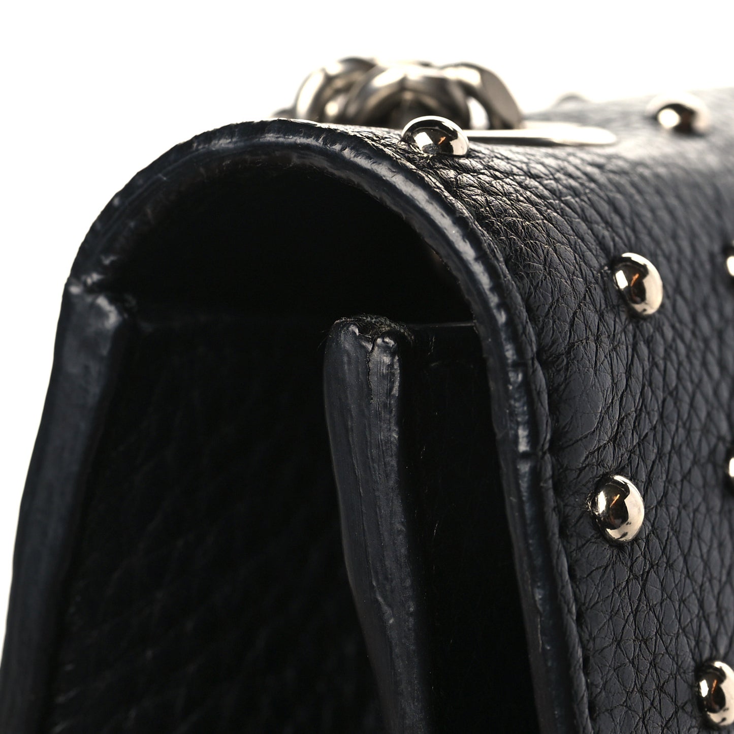 Calfskin Studded Medium Miss Bamboo Shoulder Bag Black