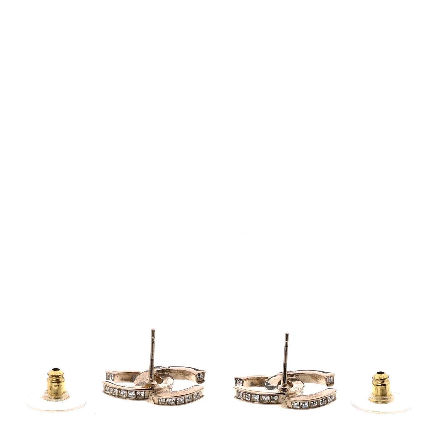 Chanel Metal Baguette Crystal CC Earrings Gold 3 of 5